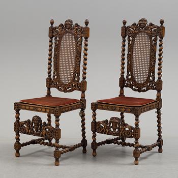 A pari of late 19th century baroque style chairs.