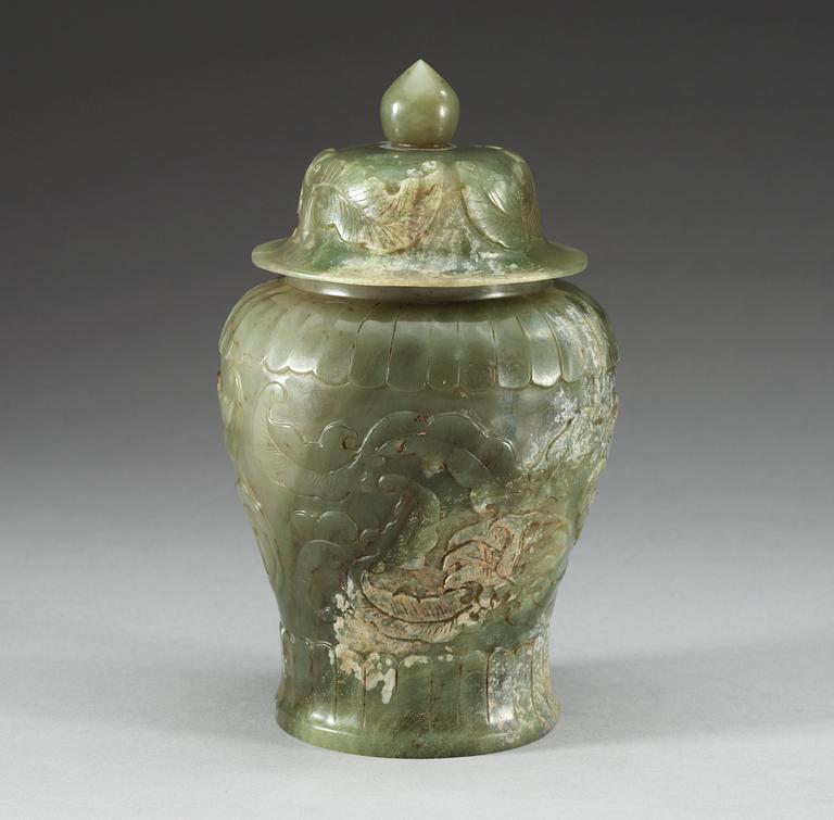 A carved nephrite vase, China.