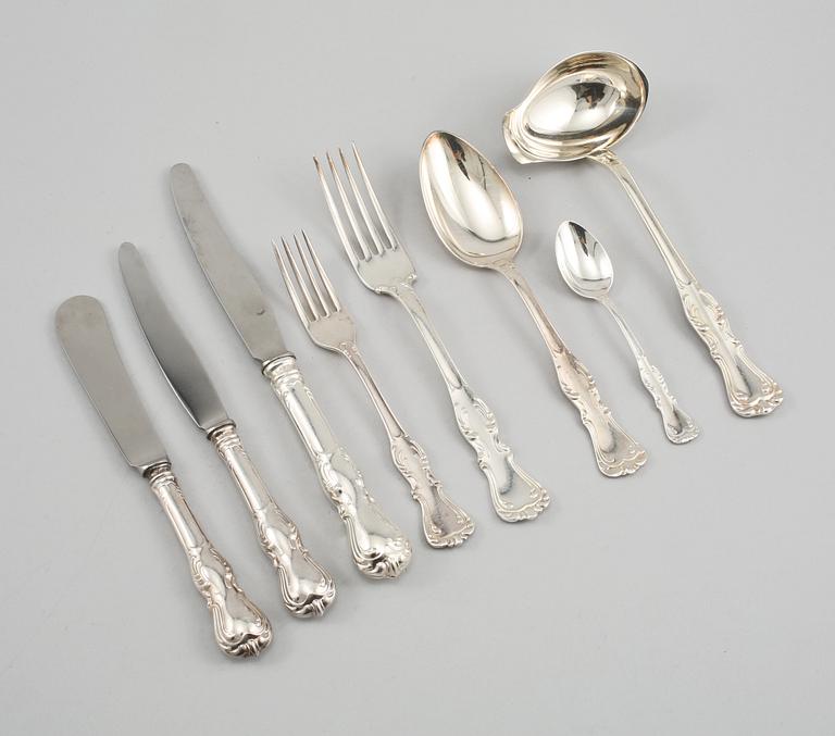 BESTICKSERVIS, 75 delar, silver, "Prins Albert", 1900-talets andra hälft. Vikt 3086 g.