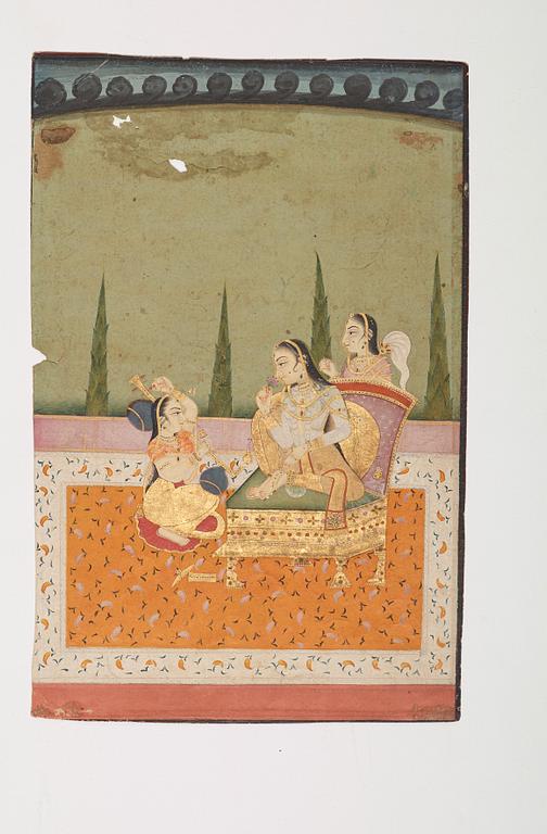 Two paintings by unknown artist, ink and color on paper. India, 19th Century.