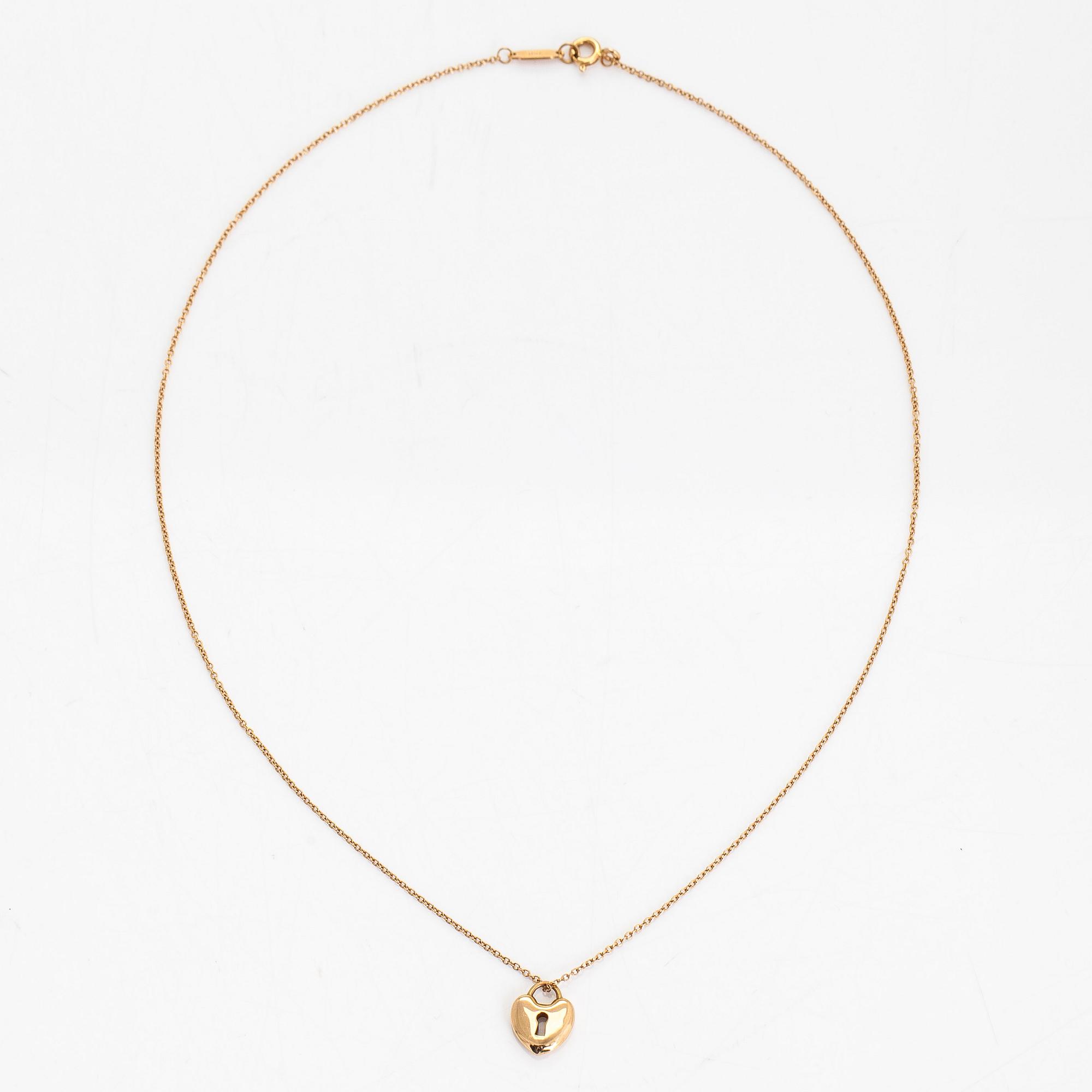 Tiffany & Co, kaulakoru, sydänriipus avaimenreiällä, 18K kultaa.