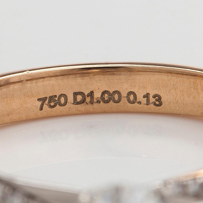 Sormus, 18K kultaa timanteilla. GIA-todistus.