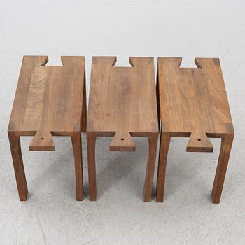 Thomas Sandell, three "Bröllopspallen" stools, Asplund, 21st century.
