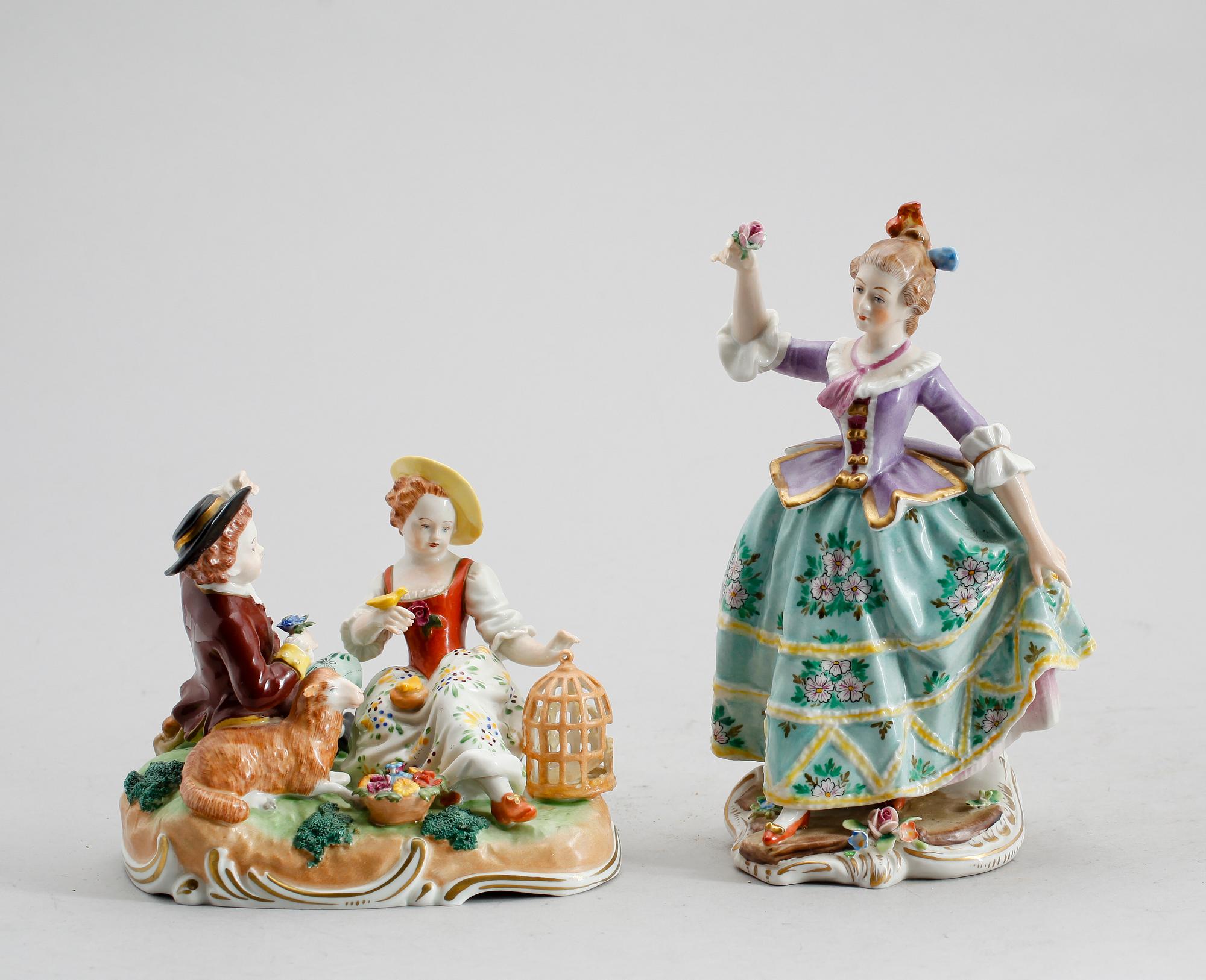 FIGURER, 2 st, porslin, Sitzendorf, 1900-talets mitt.