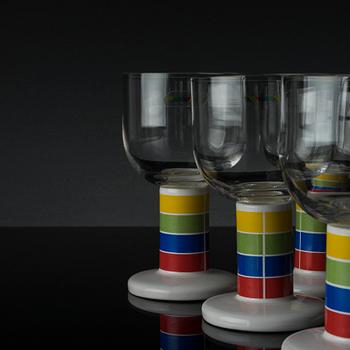 VINGLAS, glas och stengods, 16 st, "BASIC", Höganäs, 1970/80-tal.