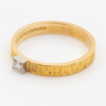 Lapponia, ring 18K gold set with a round brilliant-cut diamond, Finland 1978.