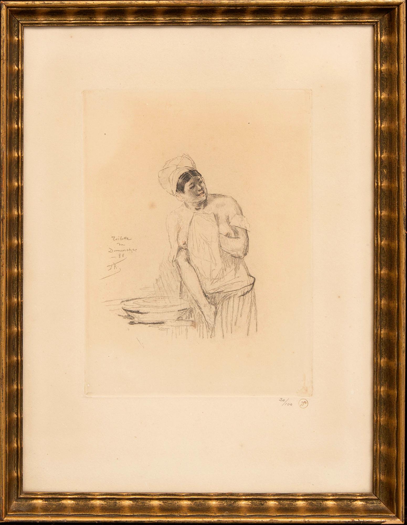 Felicien Rops, mjukgrundsetsning, monograms signerad, 20/100.