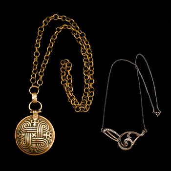 COLLIER, brons, Kalevala, Finland. Samt COLLIER, silver, med markasiter.