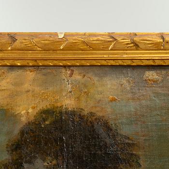 Unknown artist, 18th century, Landscape with a wandering figure outside the city.