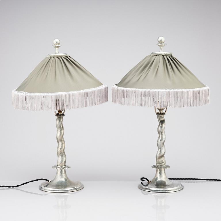 Harald Notini, a pair of table lamps, model "6891", Arvid Böhlmarks Lampfabrik, 1920s.