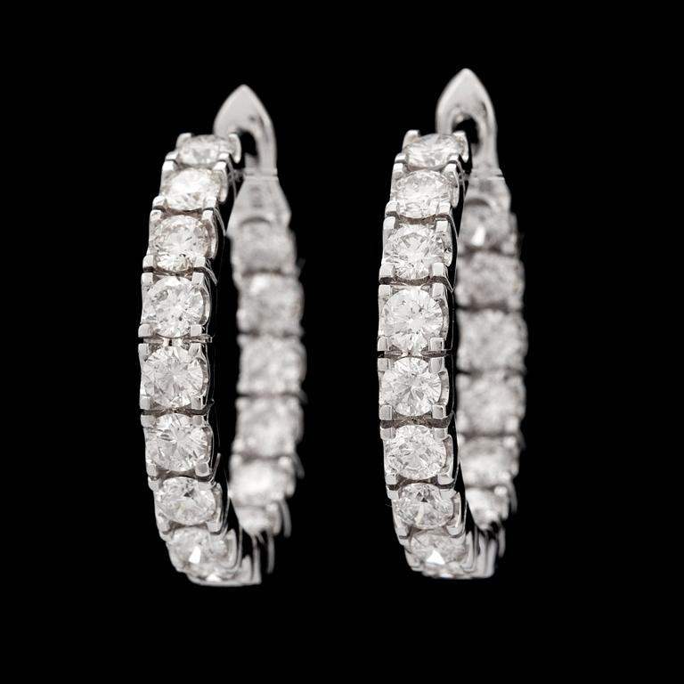 A pair of brilliant-cut diamond hoop earrings, total carat weight 2.22 cts.