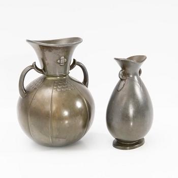 Just Andersen, vases, 4 pcs, Denmark, first half of the 20th century.