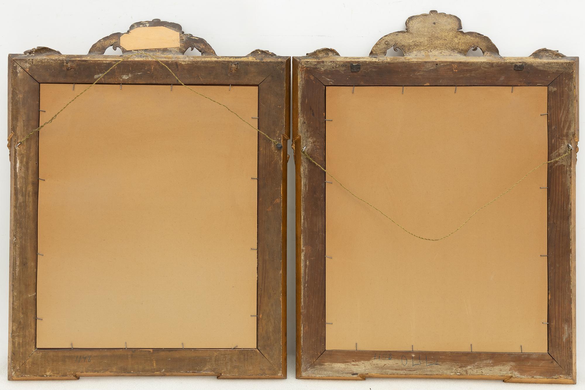 Mirror wall sconces a pair, Gustavian style, circa 1900.