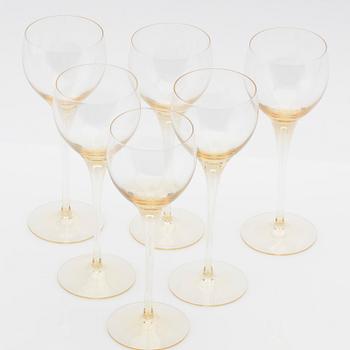Nils Landberg, wine glasses "Gazelle" 6 pcs, Orrefors 1950s.