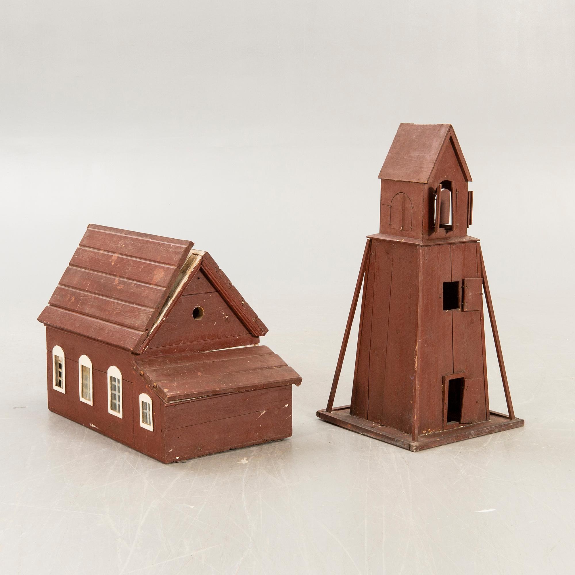 Miniature church and tower first half of the 19th century.