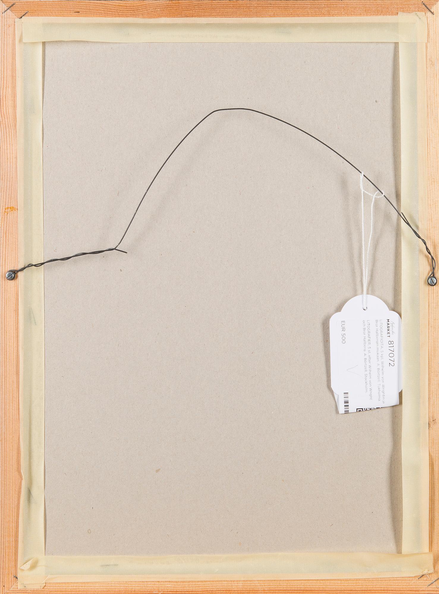 LITOGRAFIER, 5 st, efter Wilhelm von Wright och Bror Hallberg. A. Börtzell, Stockholm.