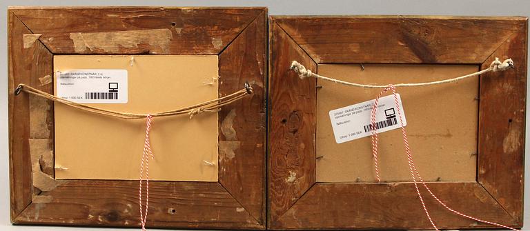 OKÄND KONSTNÄR, olja på papp, 2 st, 1900-talets början.