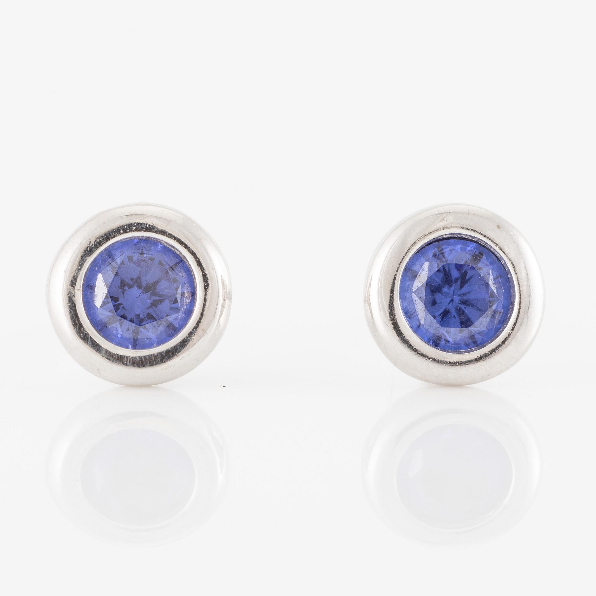 Tiffany & Co, Elsa Peretti, "Color by the yard", earrings, silver and tanzanites.