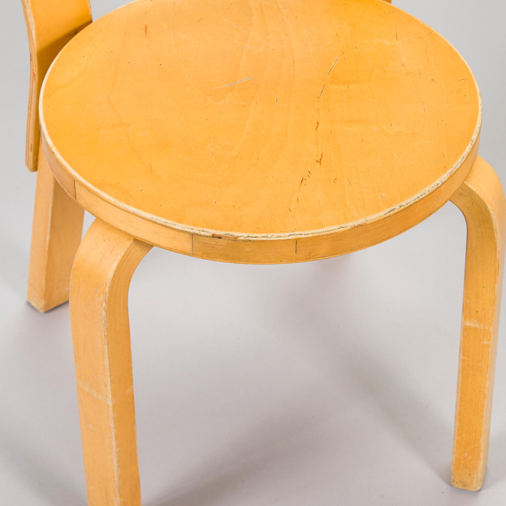 Alvar Aalto, children's chairs, model N65, for Artek, late 1990s.