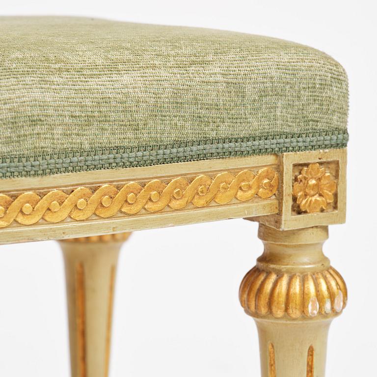 A pair of stools in the manner of Erik Öhrmark (master in Stockholm 1777–1813), Gustavian.