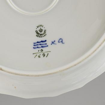 A Royal Copenhagen 'Blå blomst' porcelain coffee service, Denmark. (33 pieces).