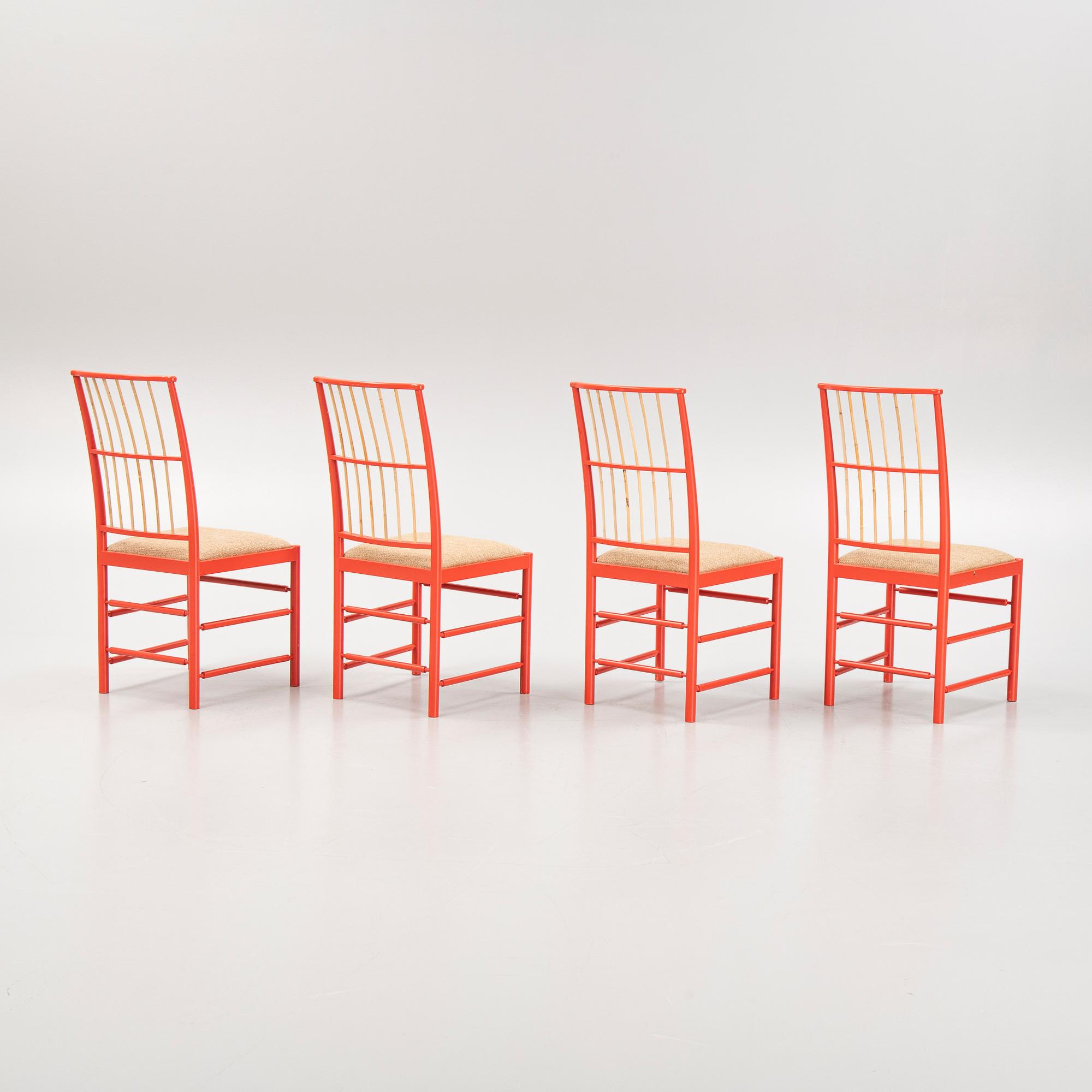 Josef Frank, a set of four model '2025' chairs, Firma Svenskt Tenn, post 1985.