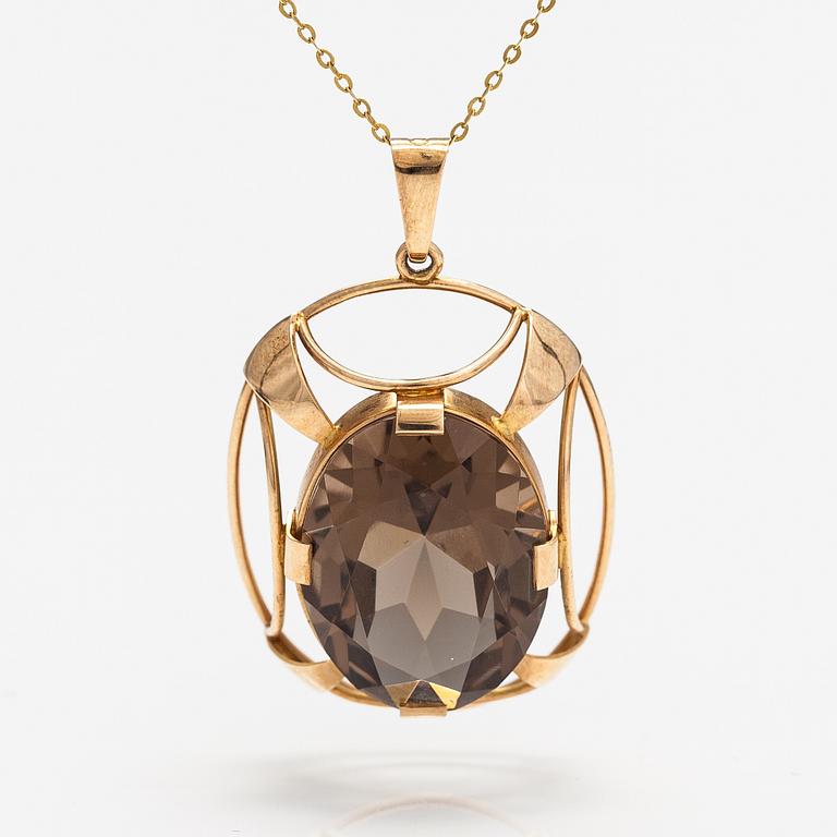 Halsband, 14K guld och rökkvarts. Auran Kultaseppä, Åbo.