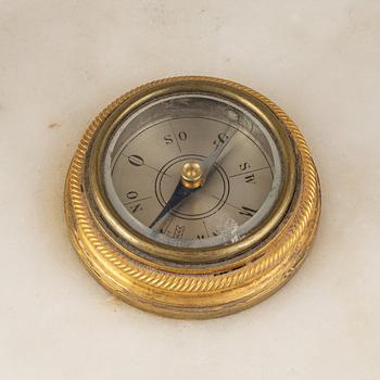 A Louis XVI marble and gilt bronze mantel clock, late 18th Century.
