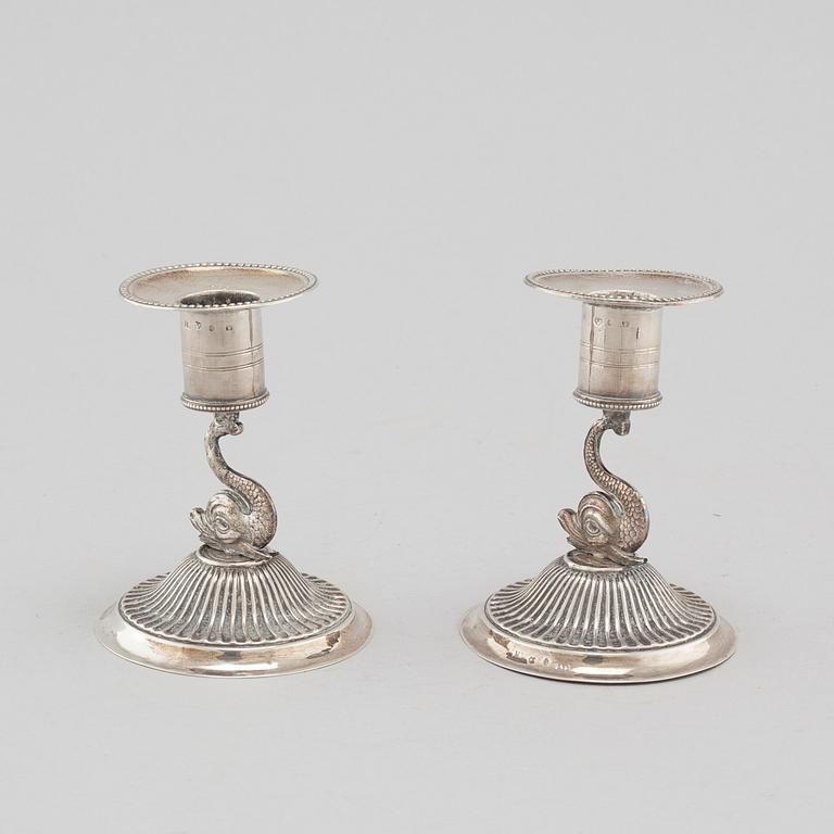 a pair of silver candlesticks, Stockholm, 1814.