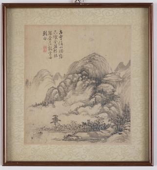 Zhang Geng (1685-1760). A group of nine album leafs, ink on paper, Qing dynasty. Dated 1728.