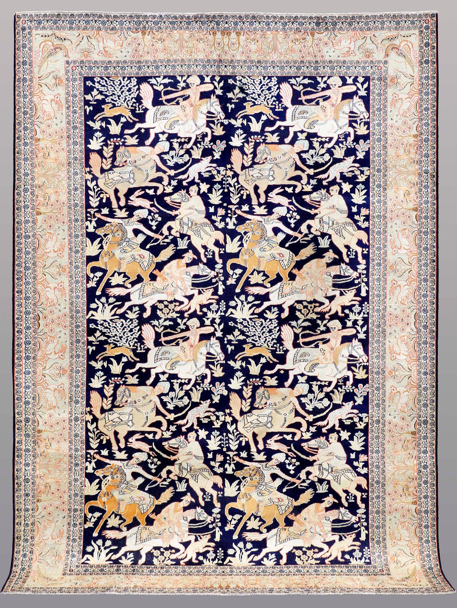 A RUG, Figural silke Kashmir, ca 263 x 179 cm.