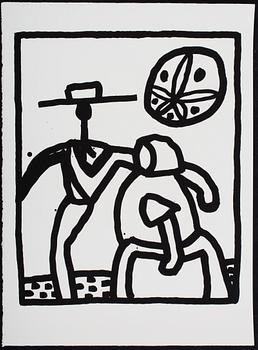 KEITH HARING, "Untitled", screen print, signed and dated by Estate on verso, 1989.  Numbered 26/99.