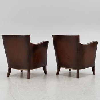 Armchairs, a pair, mid-20th century.