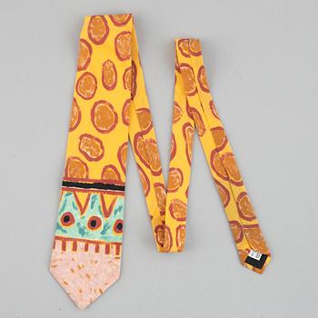 Memphis, ties, a pair and exhibition folder, 1980s.