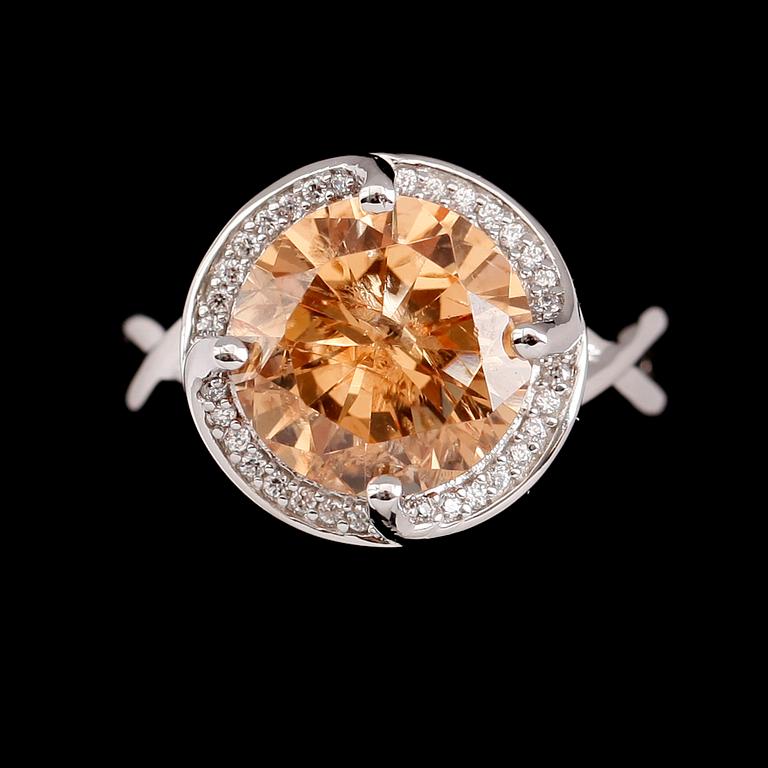 RING, silver, citrin, vita safirer.
