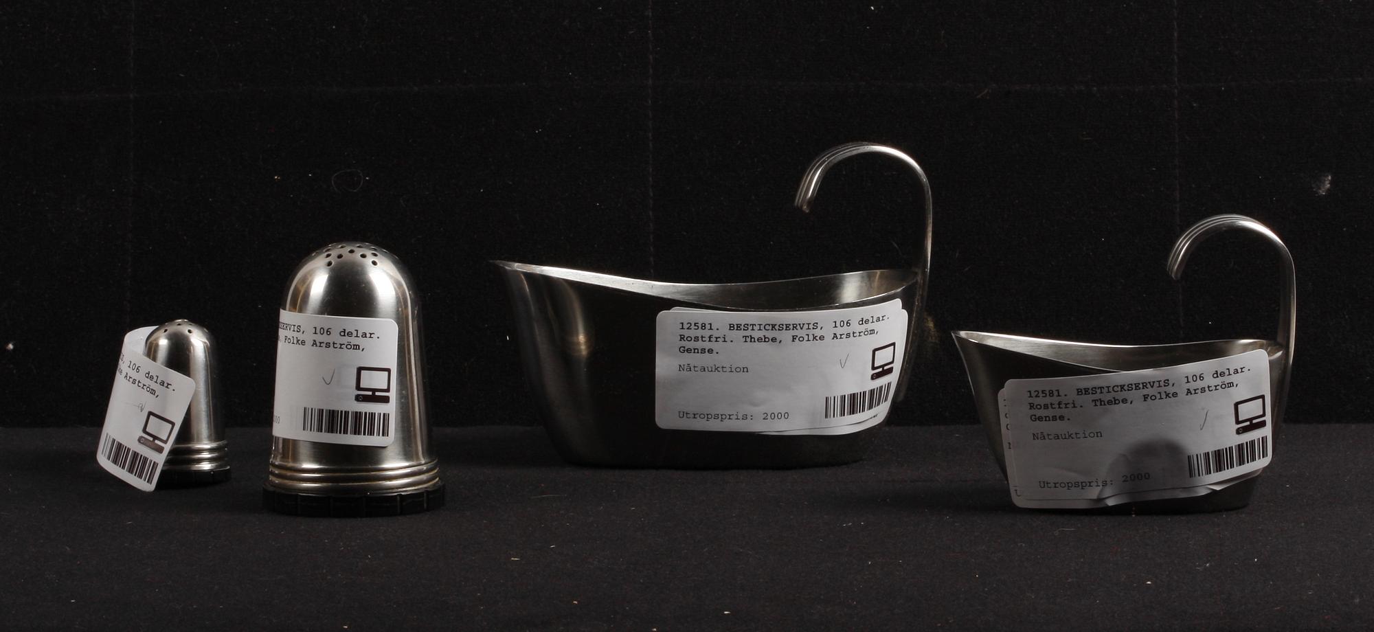 BESTICKSERVIS, 106 delar. Rostfri. Thebe, Folke Arström, Gense.