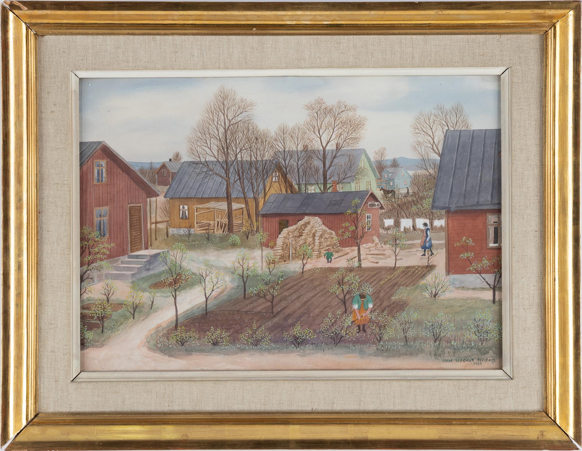 Oskar Bergman, watercolour, signed and dated Perstorp 1925.