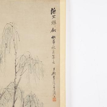 Wei Jian (Kina, 1800-tal), två målningar, Figurscener i landskap.