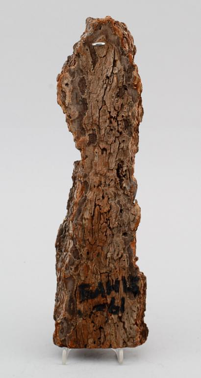 GUSTAF ADOLF FAHLE, skuren och målad relief på bark, signerad och daterad -61 a tergo.