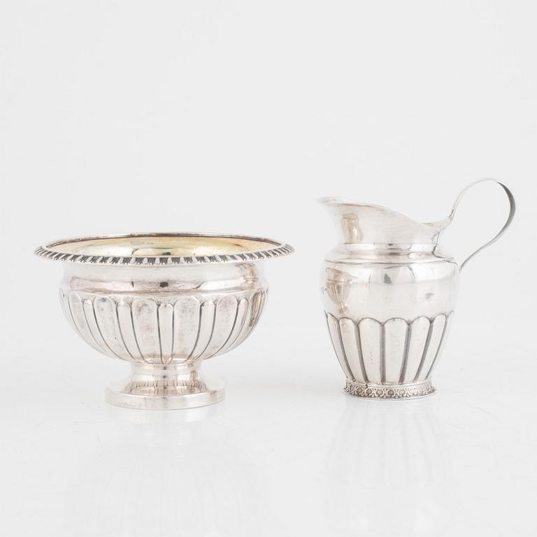 A silver creamer, Zachris Lundqvist, Stockholm, probably 1839 and a bowl, mark of Anders Lundqvist, Stockholm 1836.