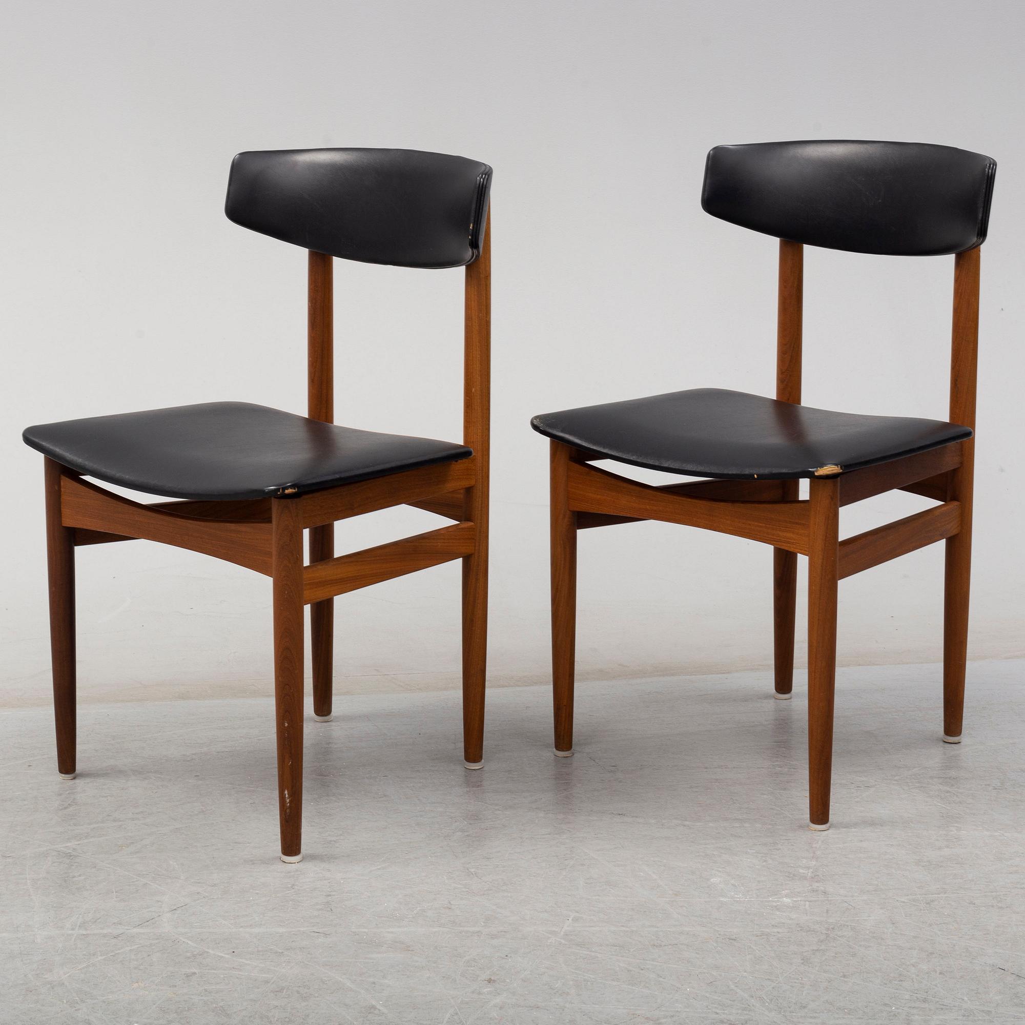 Six teak chairs, Denmark, 1960's.