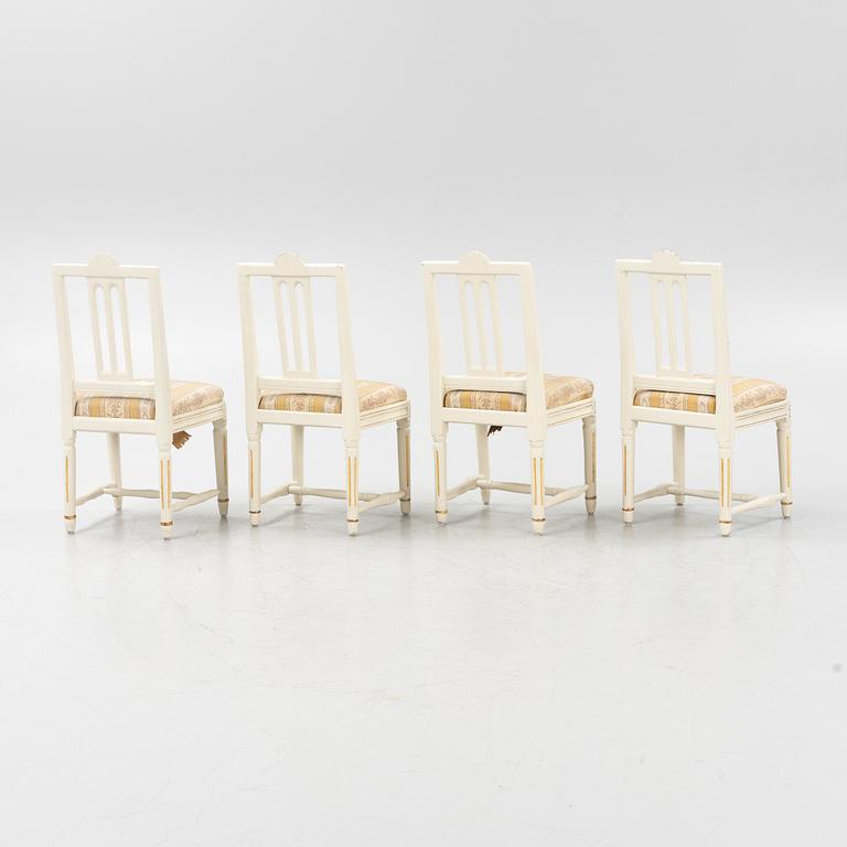 A set of four Gustavian chairs, Lindome, around the year 1800.