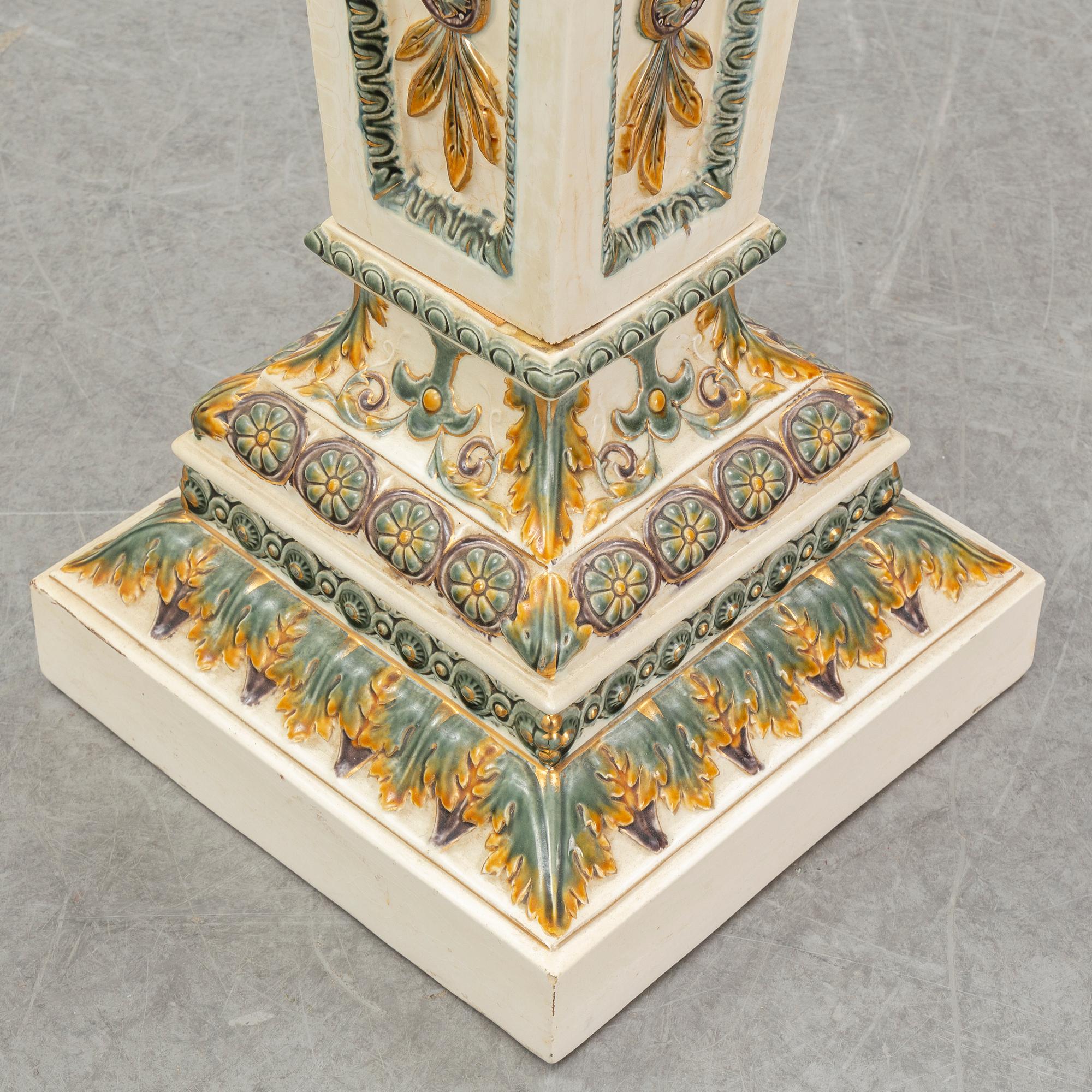 A cermic pedestal and urn from Rörstrand, late 20th Century.