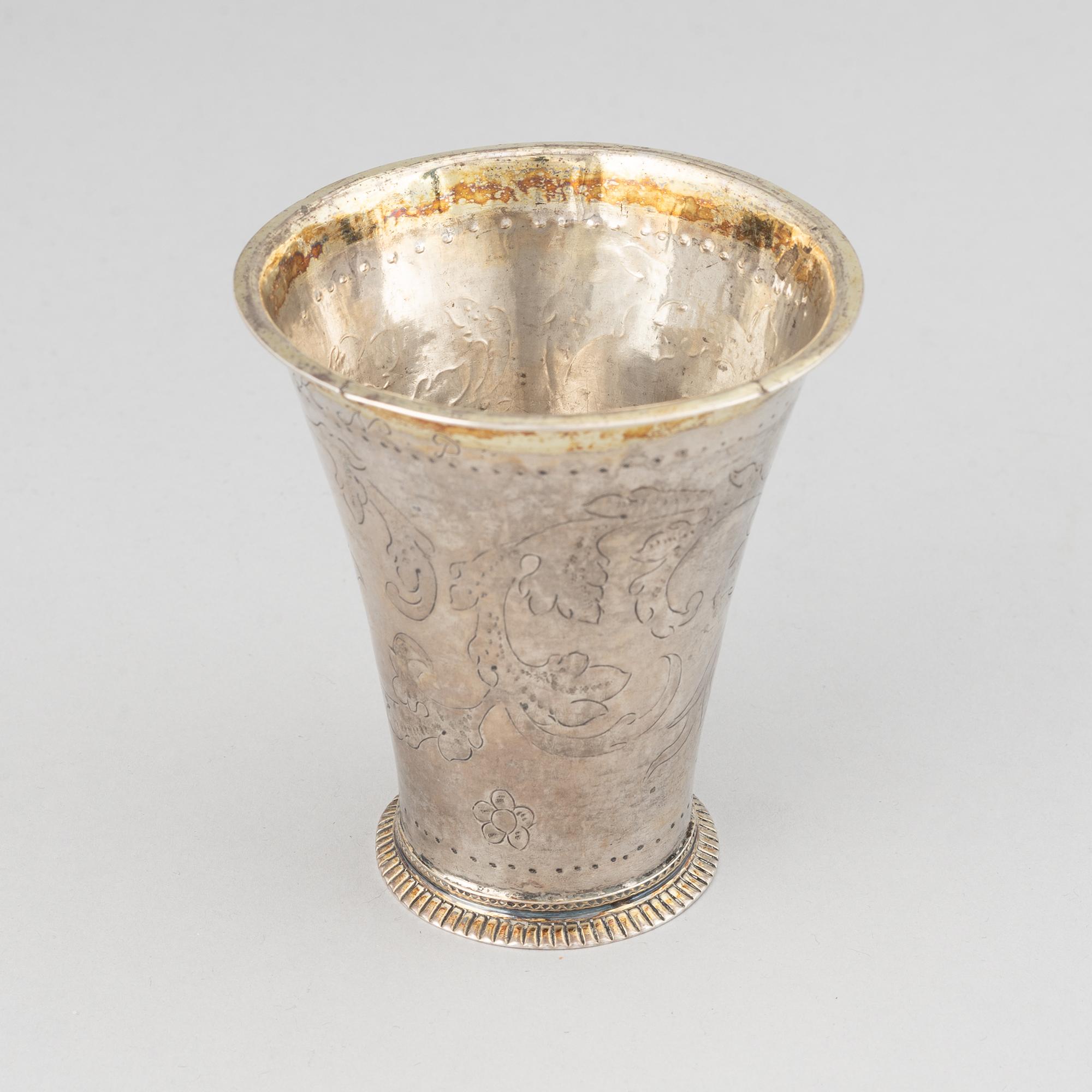 A Swedish 18th century parcel-gilt silver beaker, maker's mark Johan Pettersson Berg, LNorrköping, 1763.