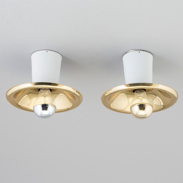 A pair of wall / ceiling lamps, model no 2162, by Josef Frank, Svenskt Tenn, designed the late 1920s.