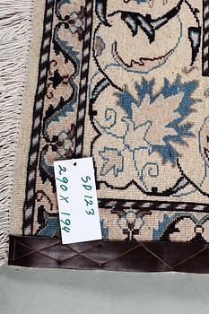 A carpet, Nain, part silk, ca 9 laa, ca 290 x 194 cm.