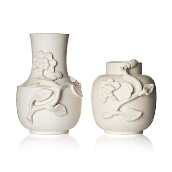 46. Wilhelm Kåge, a set of two "Carrara" ceramic vases, Gustavsberg, 1930s-40s.