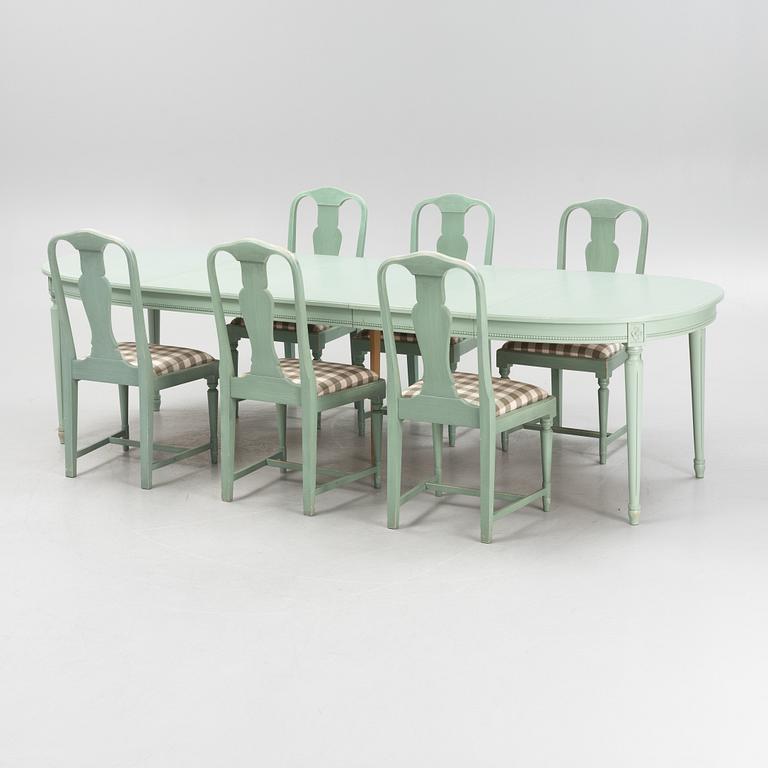 Dining set, table and chairs, late 20th century.