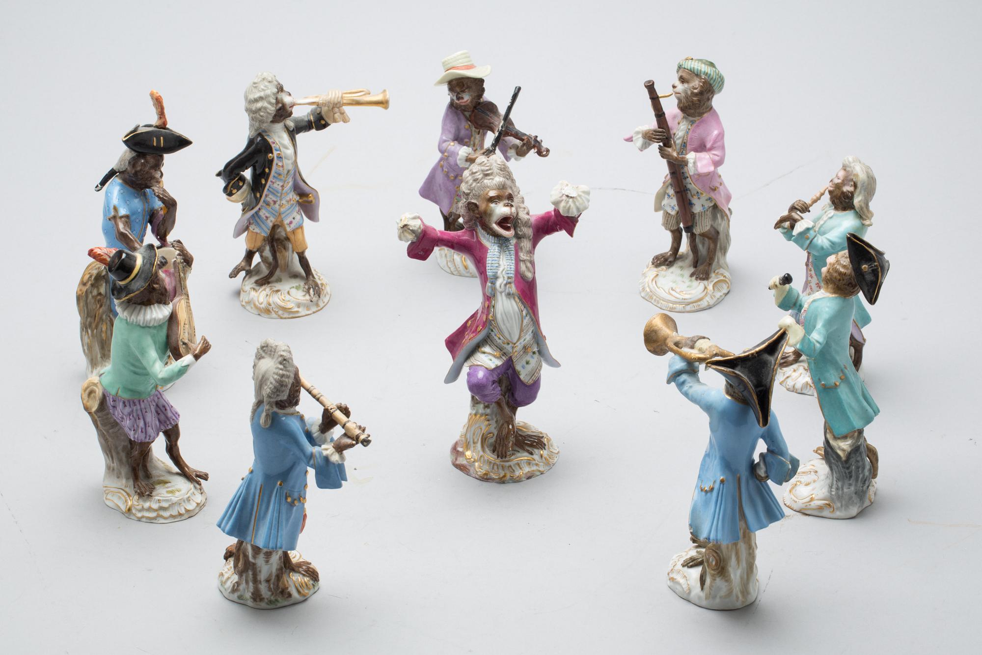A monkey orchestra, "Affenkapelle", Meissen, late 19th Century.