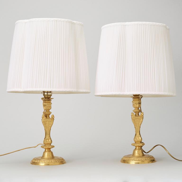 A pair of ormolu table lamps second half of the 19th century.